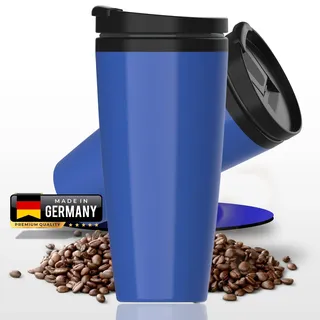 Kaffeebecher to go - Thermobecher auslaufsicher 350ml für Kaffee & Teeliebhaber - BPA-freier Doppelwandiger Isolierbecher mit Deckel - Travel Mug fürs Büro, Schule & Auto, Farbe:standard-blau PS