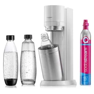 Sodastream Wassersprudler Duo weiß + Glaskaraffe + PET-Flasche + Zylinder