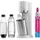 Wassersprudler Duo weiß + Glaskaraffe + PET-Flasche + Zylinder