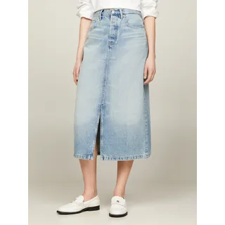 Tommy Hilfiger Jeansrock »DNM MIDI STRAIGHT SKIRT HW ASH«, Webrock mit Schlitz vorne TOMMY HILFIGER ash 40