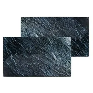 axentia Glas-Schneidbrett-Set in grauer Steinoptik, 2-teilig, je 52 x 0,4 x 30cm
