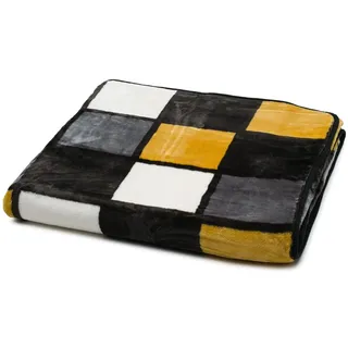 Gözze Antigua Kuscheldecke 150 x 200 cm Senf/Schwarz/Weiß