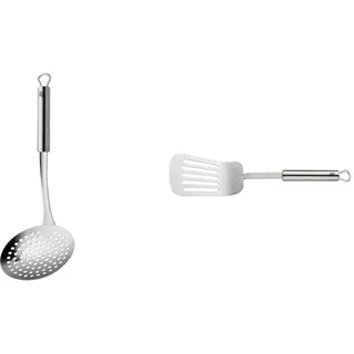 WMF Profi Plus Schaumlöffel Edelstahl 30 cm, Schaumkelle & Profi Plus Pfannenwender 32,2 cm, Bratenwender, Cromargan Edelstahl teilmattiert, spülmaschinengeeignet