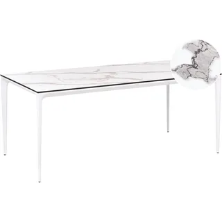 Beliani Gartentisch 180 x 90 x 75 cm Weiß/Grau
