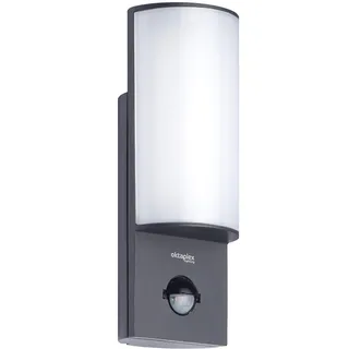 Oktaplex lighting LED Aussenleuchte mit Bewegungsmelder Belo 10W | Alu Außenlampe IP54 anthrazit Wand Außen | Außenwandleuchte Sensor 3000K Warmweiß