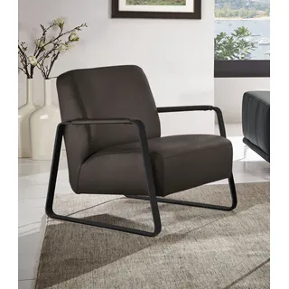 Cocktailsessel W.SCHILLIG "quadroo Loungesessel", braun (mocca s37), B:65cm H:82cm T:82cm, Velourgewebe V41 (100% Polyester);Longlife Xtra-Leder Z59 - Glattleder;Longlife Xtra-Leder Z73 - Glattleder;Stoff S37 (100% Polyester): Luxus-Microfaser in Lederoptik, Sessel, Cocktailsessel, mit bezogenen Armlehnen, Gestell in Schwarz pulverbeschichtet
