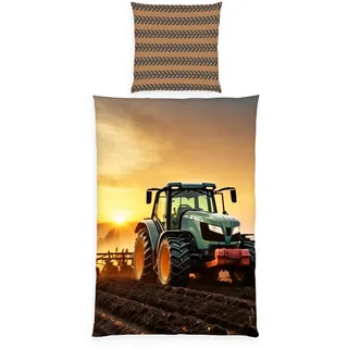Herding Young Collection Wendebettwäsche »Traktor, Baumwoll-Renforcé« 2 Stk. tlg., braun