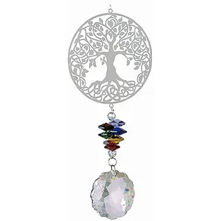 NATURE'S MELODY - Magic Kristall Windspiel BAUM DES LEBENS - ca. 16 Zoll / ca. 40 cm, silberfarben