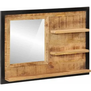 Spiegel mit Ablagen 80x8x55 cm Glas und Massivholz Mango - Braun, Bunt