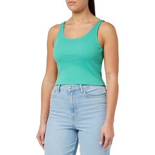 ONLY Damen Geripptes Crop Top | Kurzes Sleeveless Rundhals Oberteil | Bauchfrei Einfarbig ONLNESSA, Farben:Grün, Größe:S