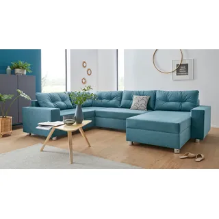 Collection AB Wohnlandschaft U-Form Polyester 1-Sitzer Blau