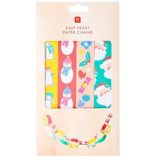 Talking Tables Weihnachts-Papierketten-Dekorationen — 100 Stück | Weihnachtskunst und Basteln für Kinder, lustige Aktivitäten mit Weihnachtsmann, Schneemännern und Pinguin-Motiven