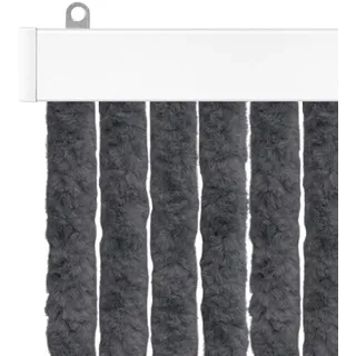 Trente Flauschvorhang Anthrazit 100x220 cm - Katzenschwanz Fliegenvorhang Tür - Insektenschutz ohne Bohren - PVC Türvorhang mit dichten Chenille Strängen - Haustierfreundlich