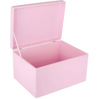 Creative Deco XXL Rosa Große Holzkiste mit Deckel | 40x30x24 cm (+/-1cm) | Holztruhe Erinnerungsbox Baby Holzbox mit Deckel Ostern Kasten | Für Dokumente, Spielzeuge | ROH, UNGESCHLIFFEN