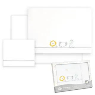 Interbaby Baby-Bettwäsche aus Baumwolle – Auto/Moses/Babywanne – Dschungel – 3-teiliges Set – Spannbettlaken + Bettbezug + Kissenbezug