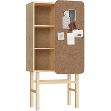 Karup Design, Slide Cabinet w. pinboard, Cork, Pine Wood, h: 142, w: 70, d: 37,5 cm, Clear Lacquered, One Size
