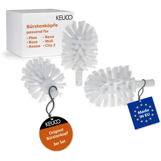 Keuco Original KEUCO Ersatzbürstenkopf weiß, 3 Stück, für Plan, Rose, Aveno, Reva, Moll, City.2 WC-Bürstengarnitur, Ø 6,9 cm, Ersatz-Klobürstenkopf