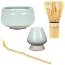 Ulable Bambus-Teebesen, Chasen, für Matchapulver, für die japanische Teezeremonie, 4-teiliges Set,erhältlich mit Besenborsten, Bambus, 60-70 prongs