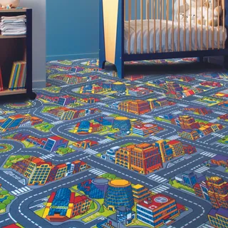 Andiamo "City, Schlinge, Gesamthöhe 6,5 mm, Luxusklasse LC1", rechteckig Spielteppich, Straßenteppich, Breite 200 cm oder 400 cm, Kinderzimmer,