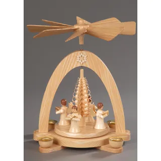 Albin Preissler Weihnachtspyramide »4 Engel mit Spanbaum, Weihnachtsdeko«, Made in Germany, beige