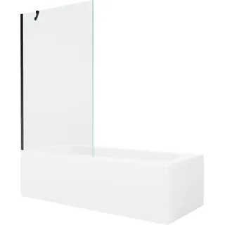 Mexen Vega rechteckige Badewanne 160 x 70 cm mit Verkleidung und einteiligem Paravent 100 cm, transparent, schwarz - 550116070X?
