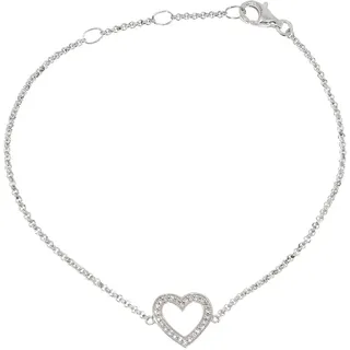 Thomas Sabo Damen Armband mit Herz Symbol 925er Sterlingsilber mit Zirkonia, Länge: 16,5cm - 19,5cm, SCA150153