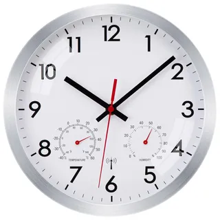 Epochic Wanduhr Funk mit Temperaturanzeige Küchenuhr Batteriebetrieben 25cm