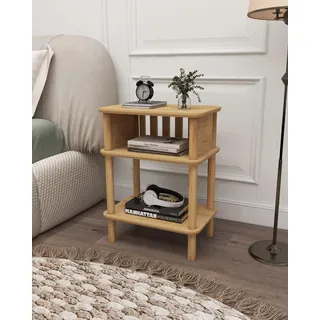 Hanah Home Moderner Beistelltisch aus Eiche, 48 x 32 x 69 cm, 100% MDF mit Holzbeinen, 18 mm stark, skandinavisches Design, zerlegt