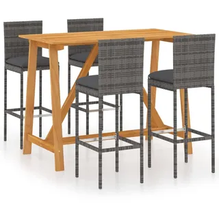 vidaXL 5-tlg. Gartenbar-Set mit Kissen Grau - Grau