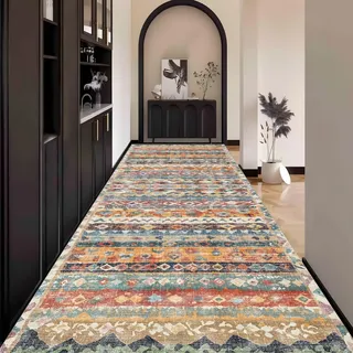 Waazgle Läufer Teppich Flur küche Schlafzimmerteppich Boho Style Waschbar | 70x180cm Waschbar rutschfest Lang küche Wohnzimmerteppich Vintage Bunt Meterware für Flurläufer Esszimmer Korridor