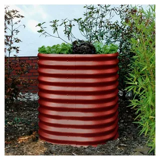 Hochbeet Vita 858 rund, Rubinrot, 82 Ø x 86 cm | Wetterfest aus Zincalume® | Ergonomisch & Rückenschonend | Schutz vor Schnecken & Unkraut | Geeignet für Gemüse & Blumen