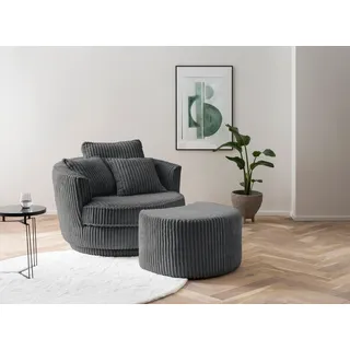 LEONIQUE Drehsessel »MAISIE, Love Seat XXL Lese-Sessel, Big-Sessel mit Hocker,«, 120x86 cm