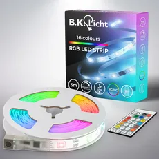 B.K.Licht LED Stripe »USB RGBIC LED Strip, 5 m, mit Farbwechsel«, 150 St.-flammig, Lichtleiste, mit Musiksensor, mit Fernbedienung, selbstklebend, weiß