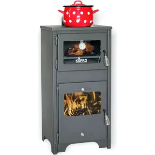 Kaminofen mit Backfach und Herdplatte Ever 2 Holzofen 7,85 kW Kamin Ofen Holz Werkstattofen Hüttenofen Heizofen