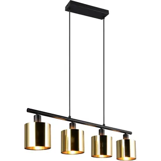 Trio Hängeleuchte Esszimmerlampe Pendelleuchte schwarz gold 4-Flammig E14 L 75 cm