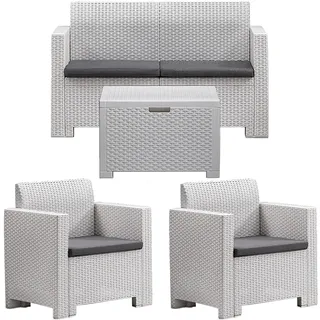 Set Komplett 3 Sessel Kunststoff Park Im Freien Stühle Kleiner Tisch Container