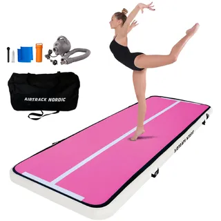 AirTrack Nordic Home 3m Special Edition Mehrfarbig mit Luftpumpe, Turnmatte Aufblasbar, für Gymnastik, Yoga - Langlebig & Einfach zu Transportieren Matte Sport, Air Track Gymnastikmatte (Rosa)