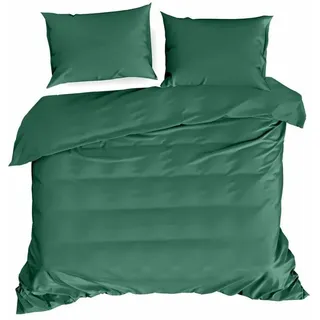 Bettwäsche Kissenbezug Bettbezug Bettwaren 180 x 200 cm dunkelgrün Bettgarnitur