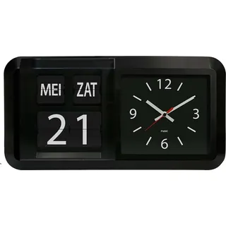 Fysic FK850 - Demenzuhr / große analoge Wanduhr mit Zeit, Tag und Datum, weiß - Schwarz