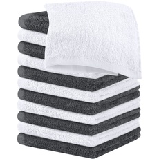 Utopia Towels Baumwoll-Waschlappen-Set – 100% ringgesponnene Baumwolle, hochwertige Flanell-Waschlappen für das Gesicht, sehr saugfähige und weiche Handtücher, 12 Stück, Grau, Weiß