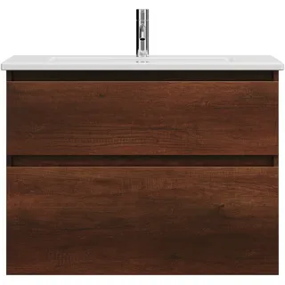 burgbad Lin20  Keramik-Waschtisch inklusive Waschtischunterschrank, 2 Auszüge, 830x415x622mm, SGHD083F5359C0001, Farbe: Eiche Dekor Rost
