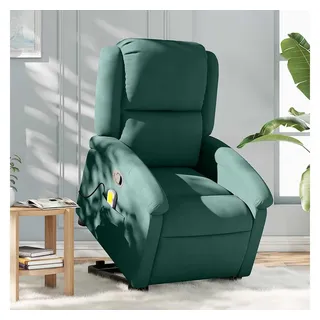 vidaXL Massagesessel mit Aufstehhilfe Samt 144,5 x 82 x 0 cm Dunkelgrün