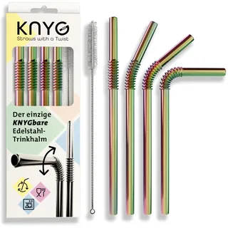 KNYG | DER EINZIGE BIEGSAME Edelstahl Strohhalm | Patentiert & Hygienezertifiziert | Metall Strohhalm wiederverwendbar, Trinkhalme, Metallstrohhalme