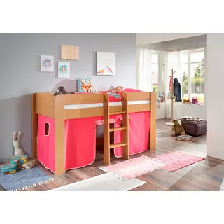 RELITA Hochbett Andi 90 x 200 cm Buche massiv natur pink
