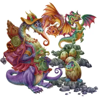 Tulup Aufkleber 100x122 cm Drachen Familie , Kunststoff , 100x122x0.1 cm , Tapeten & Wandverkleidungen, Wandtattoos & Sticker, Wandtattoos