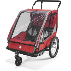 Allen Sports Hi-Viz Fahrradanhänger und Kinderwagen für 2 Kinder - rot, Modell ES2-R