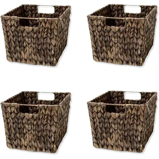 Trademark Innovations Aufbewahrungskorb aus Hyazinthe mit Griffen, rechteckig, 29,2 cm, Espresso, 4 Stück