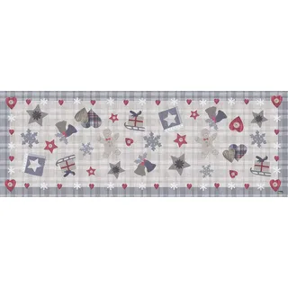 Vilber Bells Teppich, grau, 52 x 140 x 0,2 cm, PVC, Polyester, rutschfest, waschbar, hitzebeständig, mit passenden Tischläufern und Tischsets möglich.