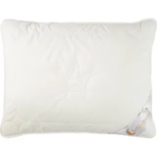 Schlafmond Kissen , Creme , Naturmaterialien , Füllung: Faserbällchen , 40x80 cm , Textiles Vertrauen - Oeko-Tex®, Made in Germany , für Hausstauballergiker geeignet, temperaturausgleichend, feuchtigkeitsregulierend, strapazierfähig, antibakteriell, weich und anschmiegsam , Heimtextilien, Kopfpolster & Bettdecken, Kopfkissen, Kopfpolster