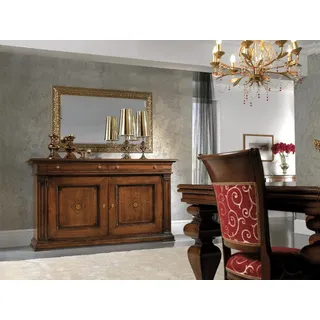 Massivholz Kommode mit Spiegel Sideboard Kommoden Set Italienische Möbel 2tlg. - Braun